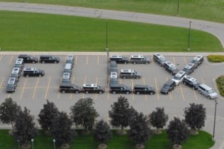 Flex Spelled Out with Vehicles at Ford World Headquarters